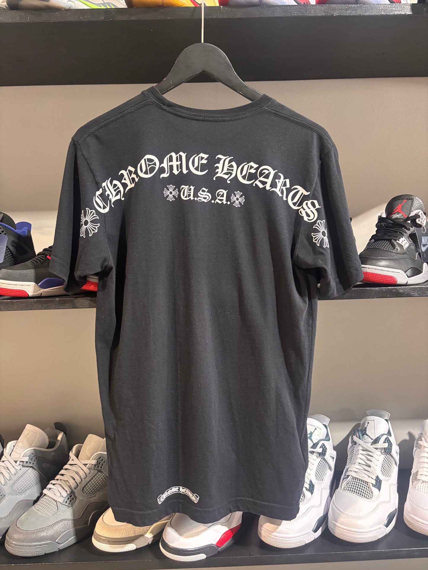 chrome hearts black and white chrome usa tee