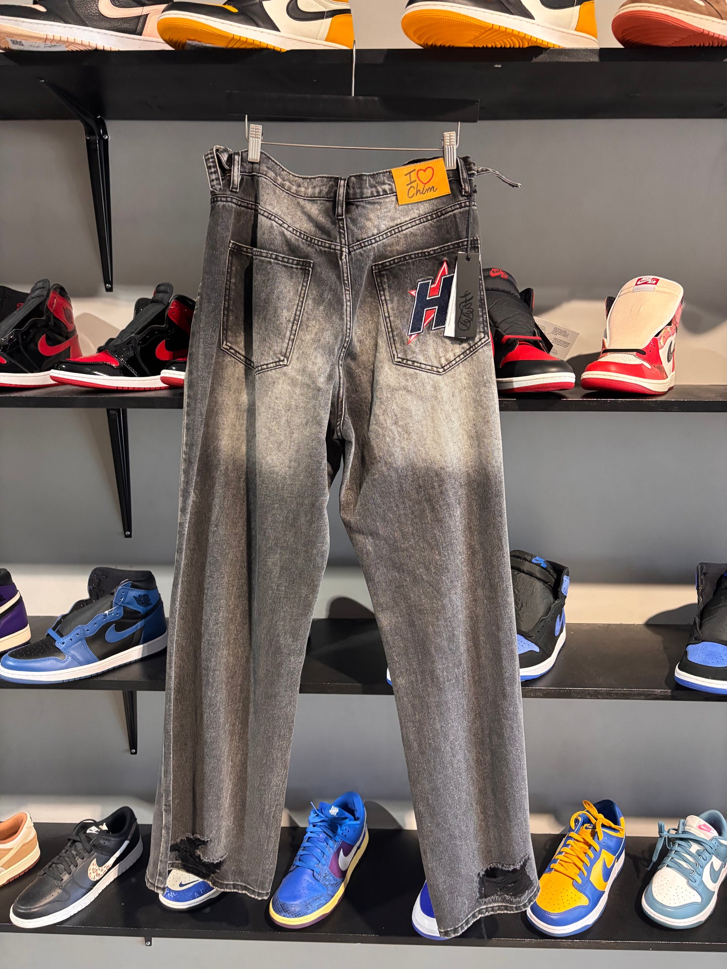 hmdd black baggy acid wash jean