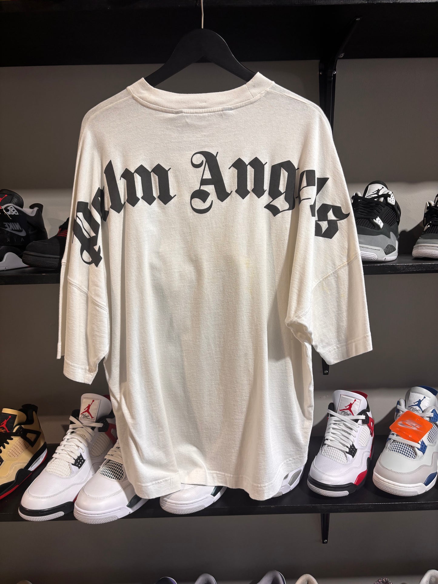palm angels big spell out white tee