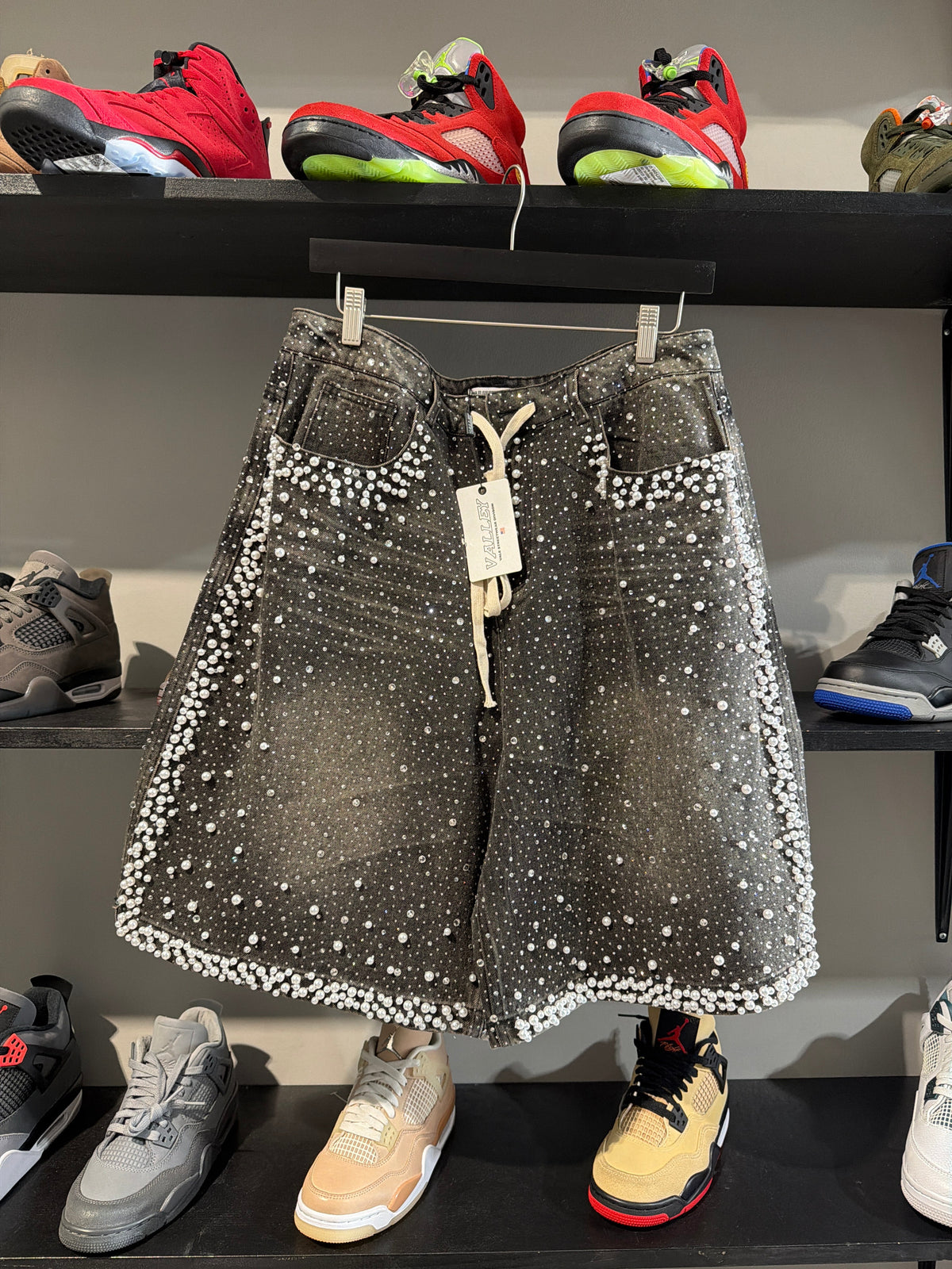 Vale Rhinestone And Pearls Black Jorts - Pre-Owned