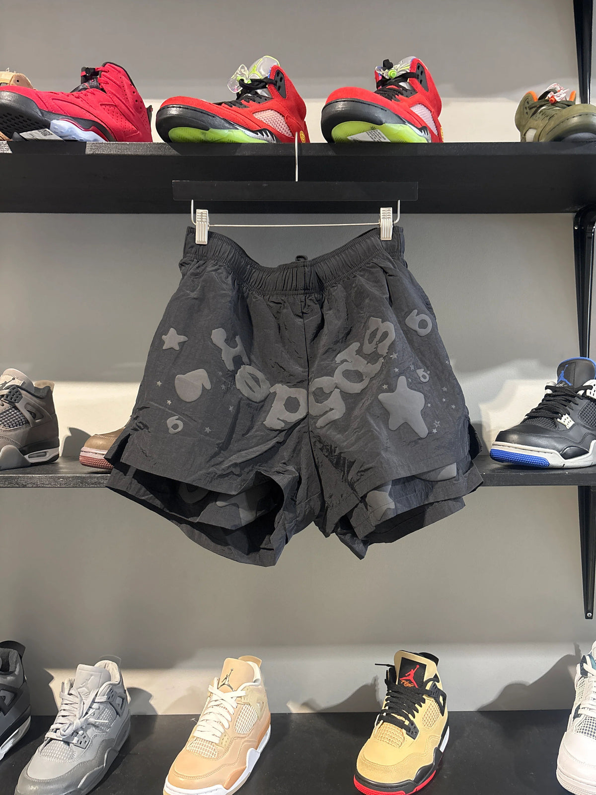 Sp5der Beluga Black Nylon Shorts