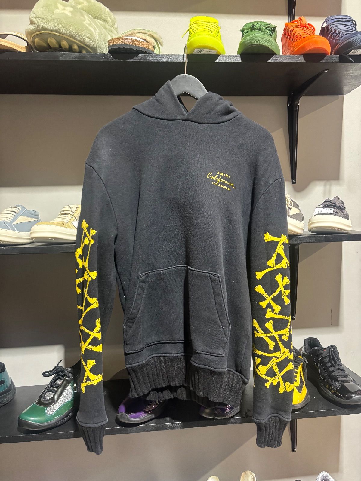 Amiri Black and Yellow Bone Hoodie