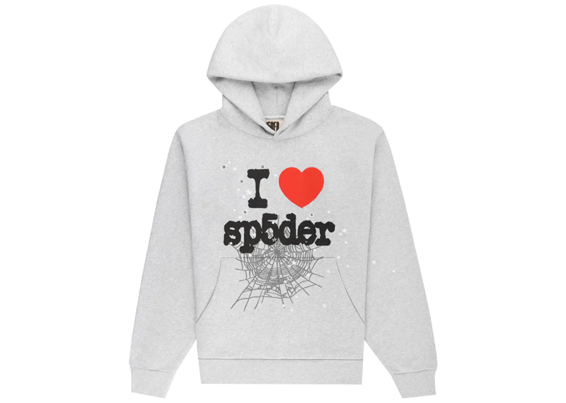 grey I love sp5der hoodie