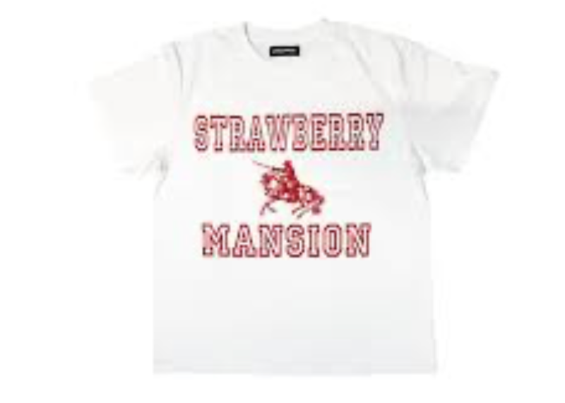 unwanted co strawberry mansion white red tee