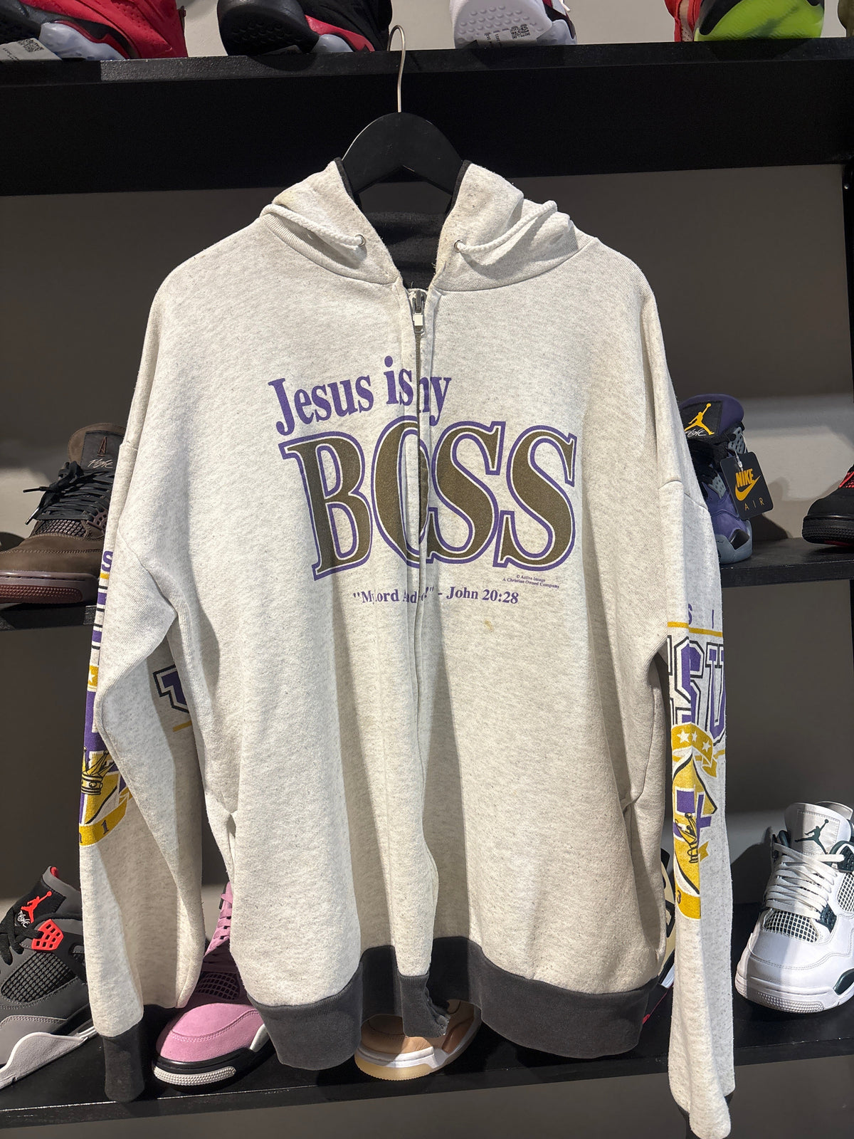 Vintage Jesus Grey Zipup Sz Xl - Pre-Owned