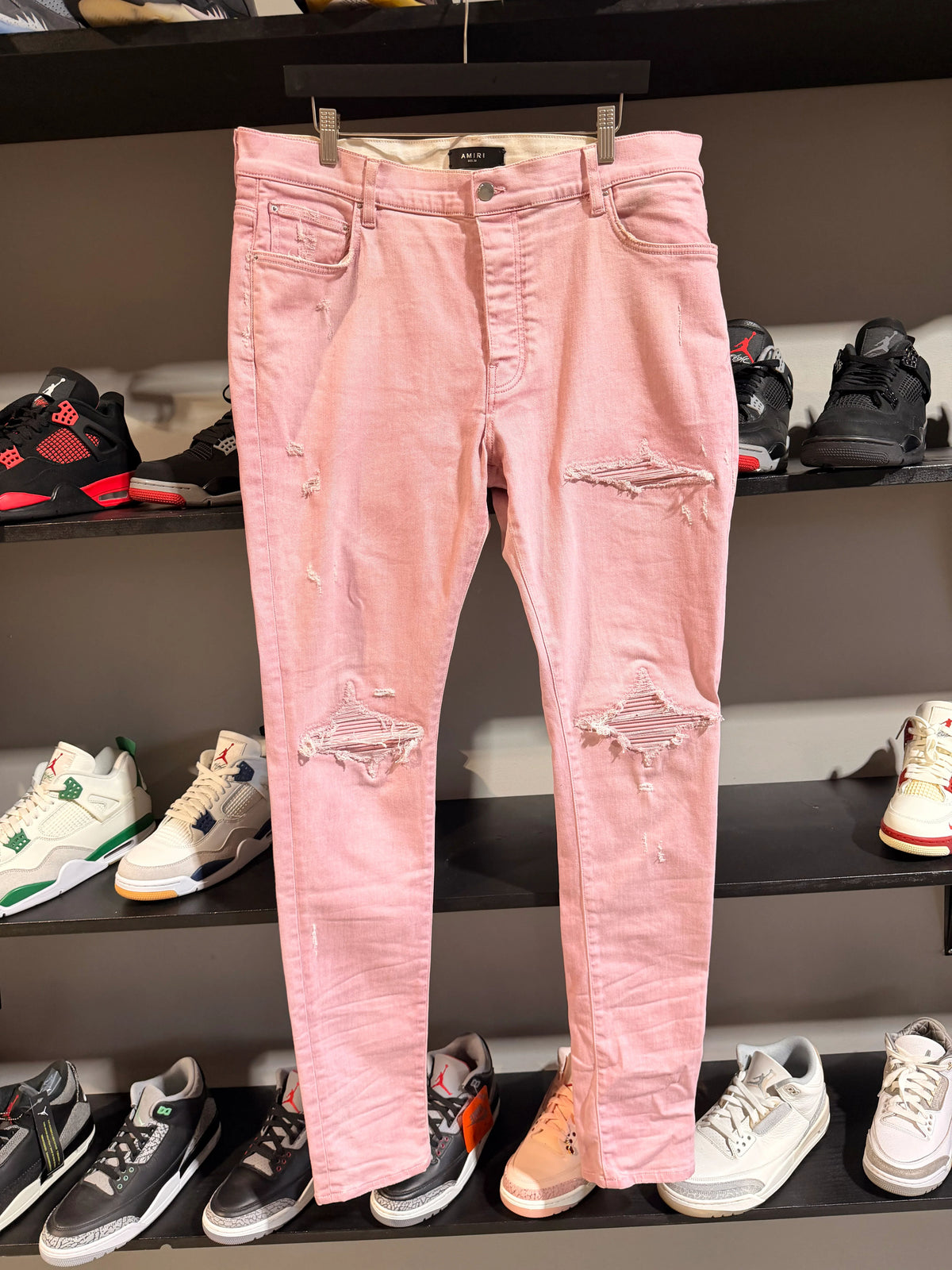Amiri Mx1 Pink/Pink Patch Jeans Size 38 - Pre-Owned