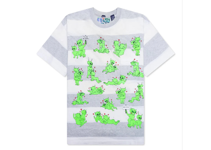 Better with age grey stripe alien tee