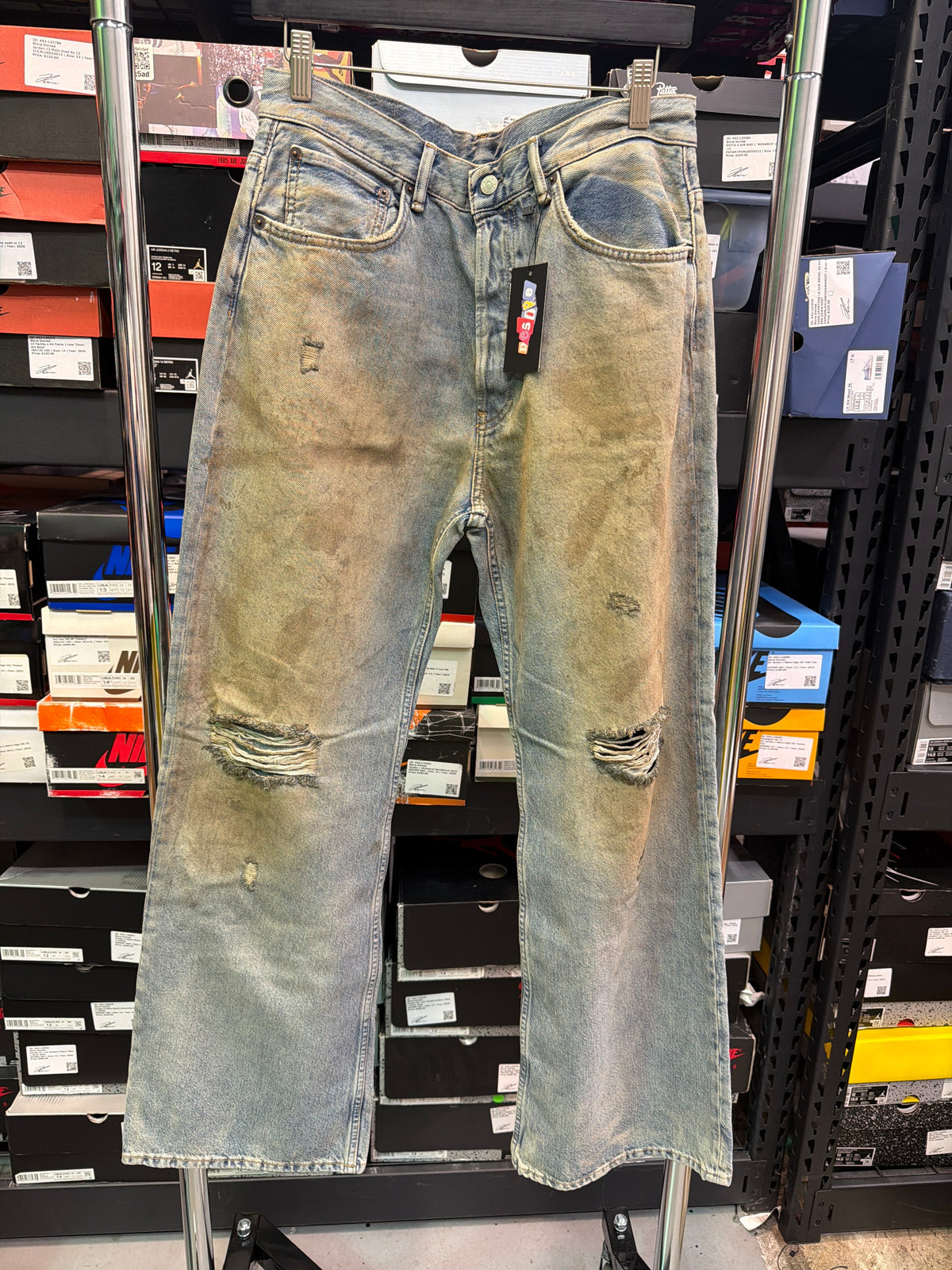 Acne Studios Mudwash Distressed Light Wash Jeans