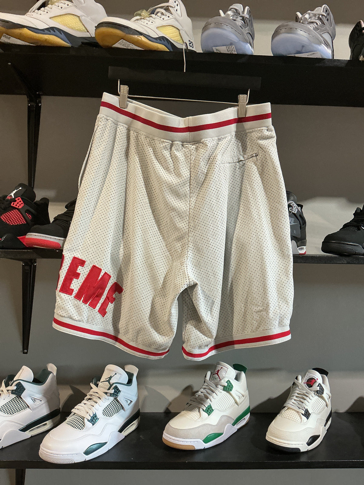 Supreme Grey/Red Basketball Shorts - Pre-Owned