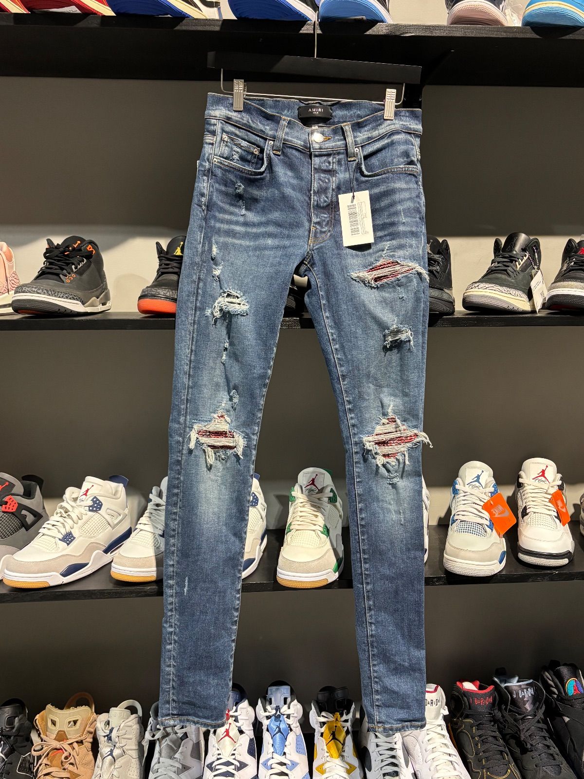 Amiri Mx1 Dark Indigo Red Paisley Denim