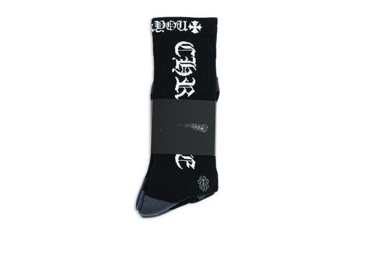 black and white chrome hearts socks