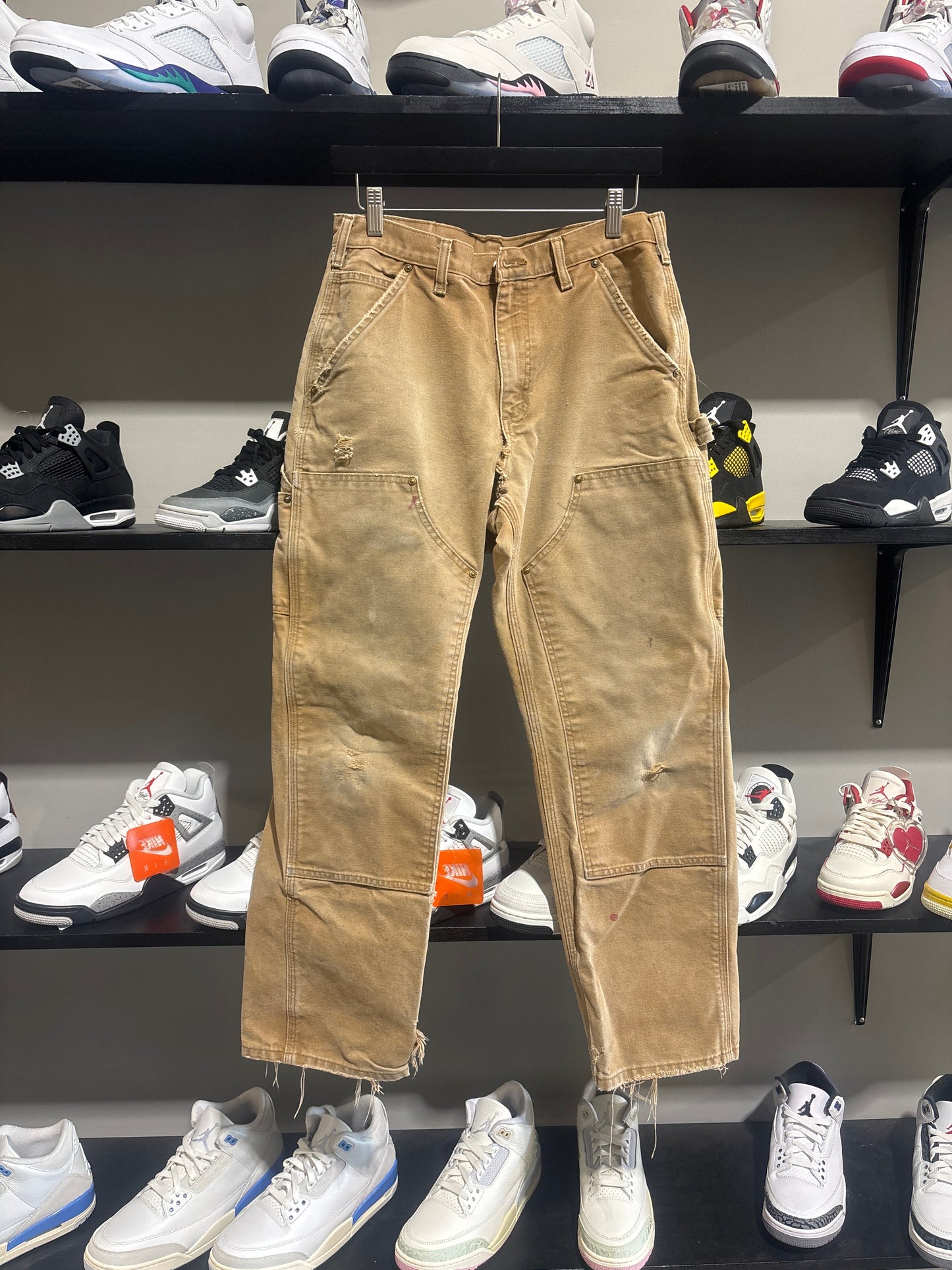 VINTAGE DOUBLE KNEE CARHARTT OIL KHAKI PANTS SZ 30
