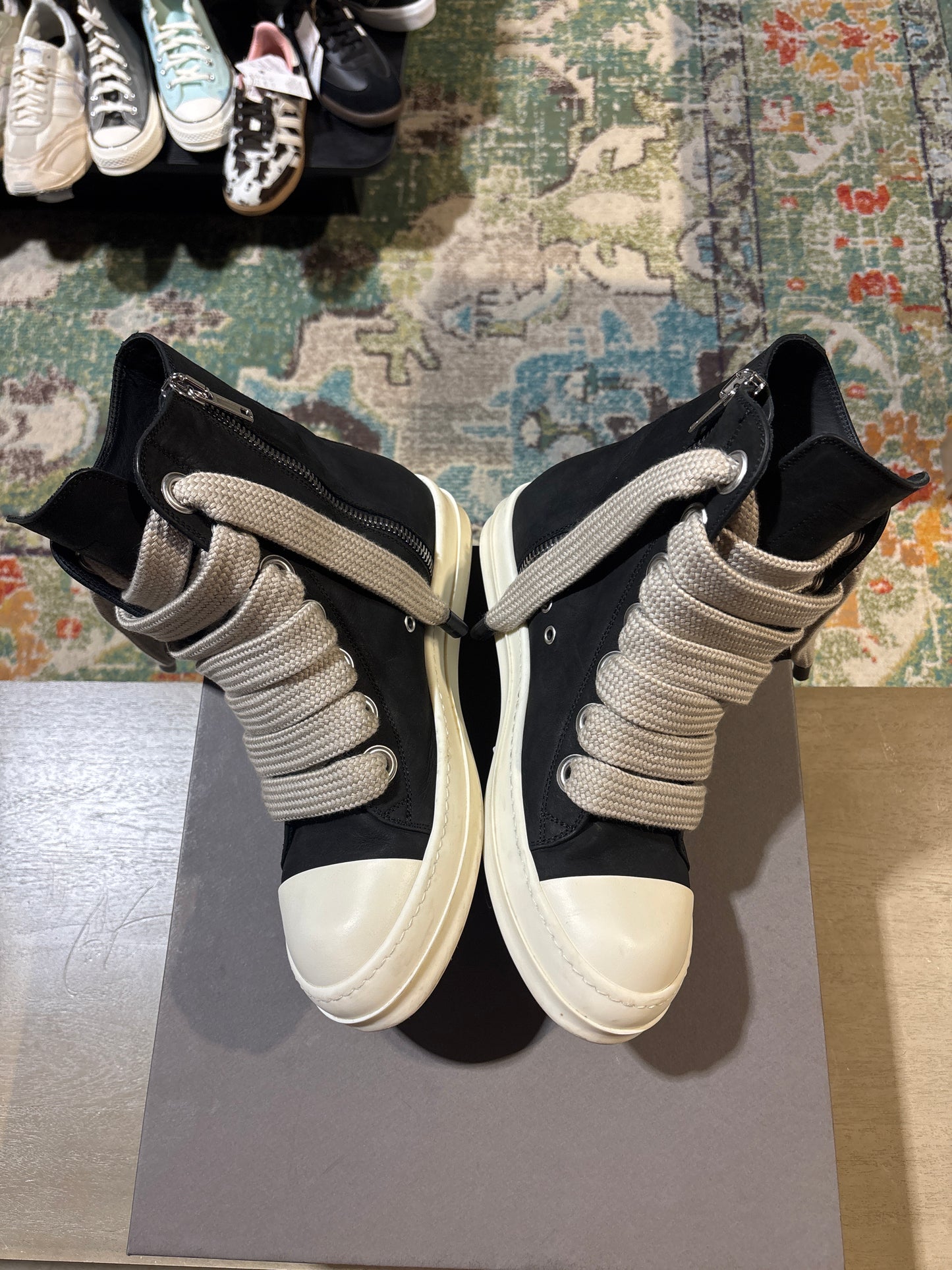 rick owens high jumbo lace suede used sz 10 Ramones
