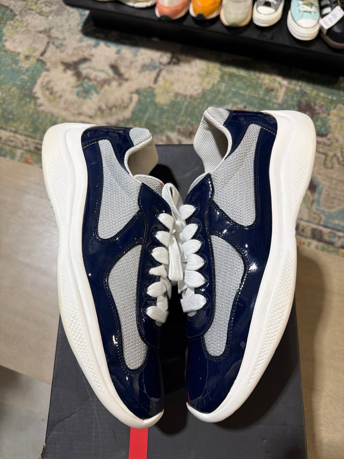 Prada Cup Patent Navy Used Sz 8 (2)