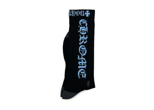 black and blue chrome hearts socks