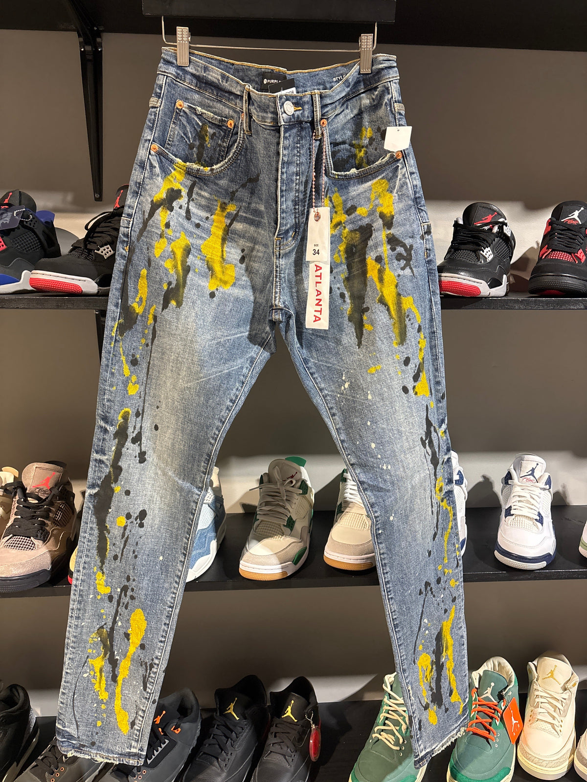 Purple Jeans X Atl Yellow Black Painter Skinnys