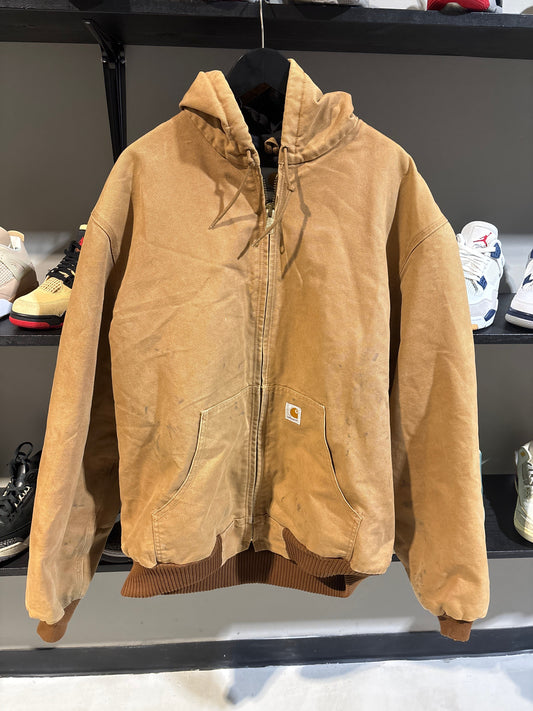 Carhartt Khaki Hooded Oil Zipup Sz Xl - Pre-Owned