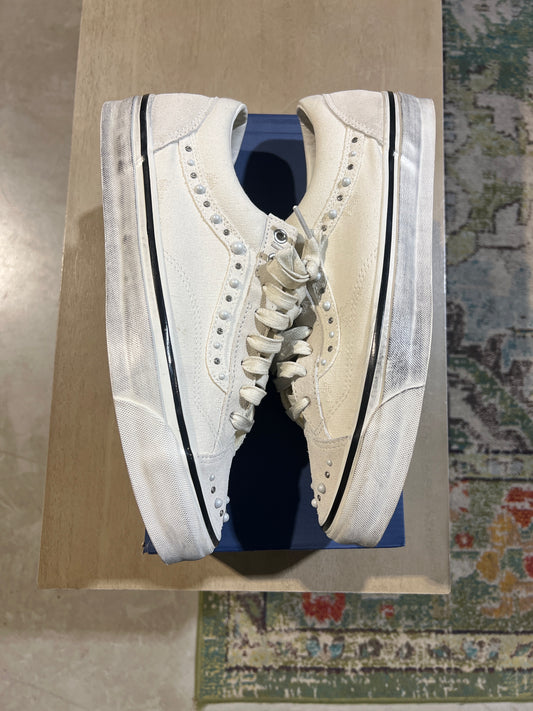 All White Otw Pearl Vans Used Sz 12