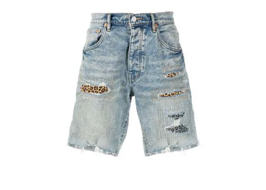 purple shorts animal print light