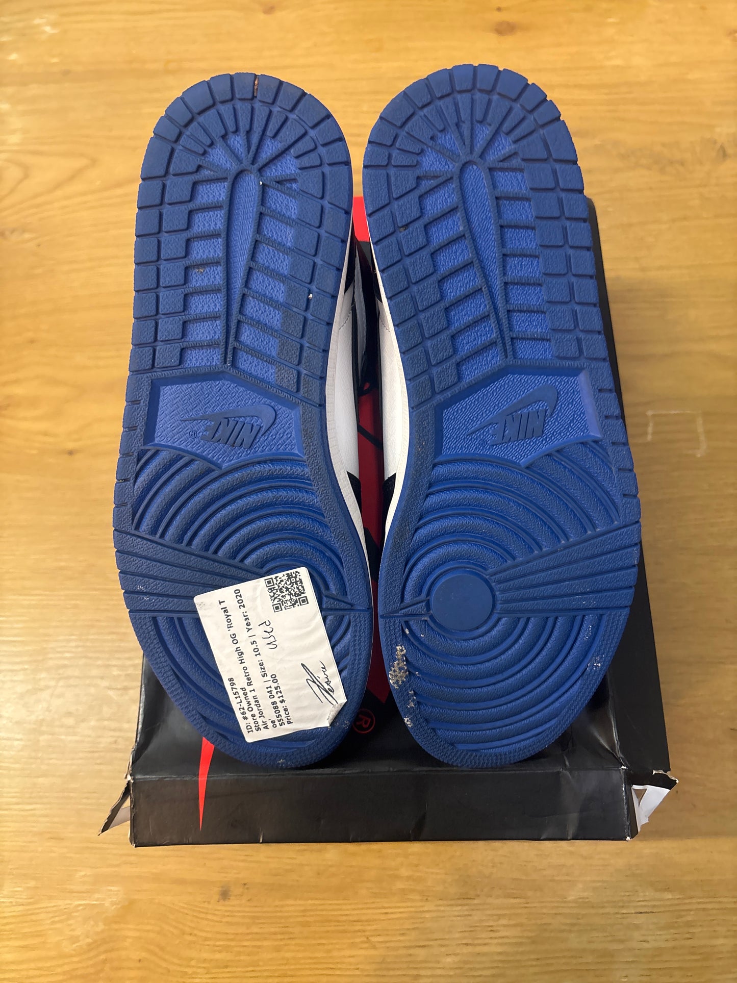 JORDAN 1 HIGH OG ROYAL TOE Used Sz 10.5