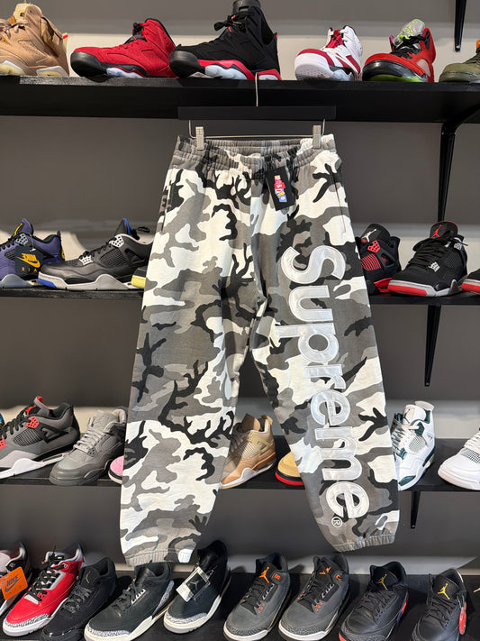 Supreme Satin Applique Snow Camo Sweatpants