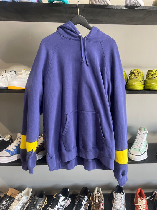 supreme paneled logo hoodie yellow purple