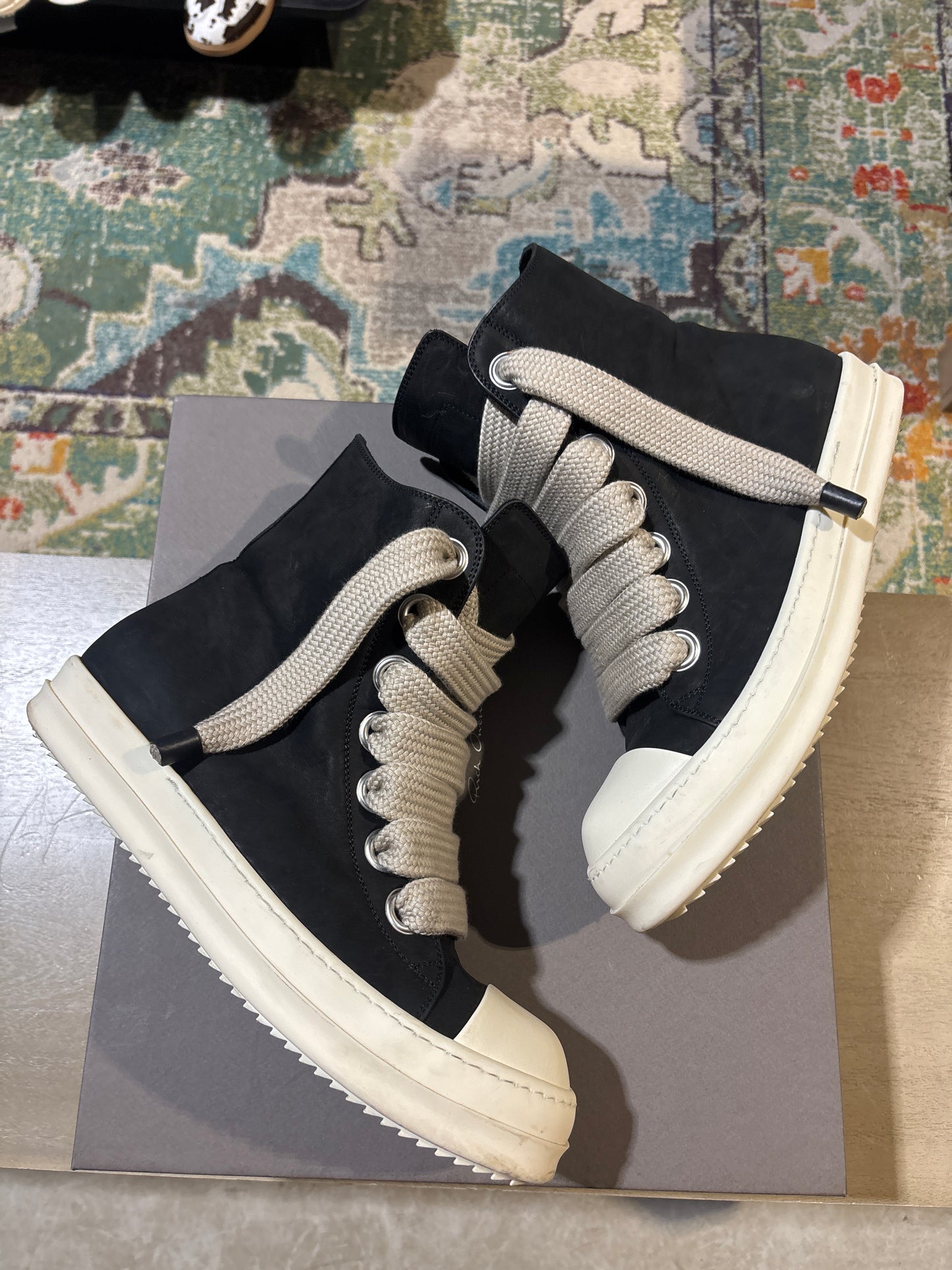 rick owens high jumbo lace suede used sz 10 Ramones