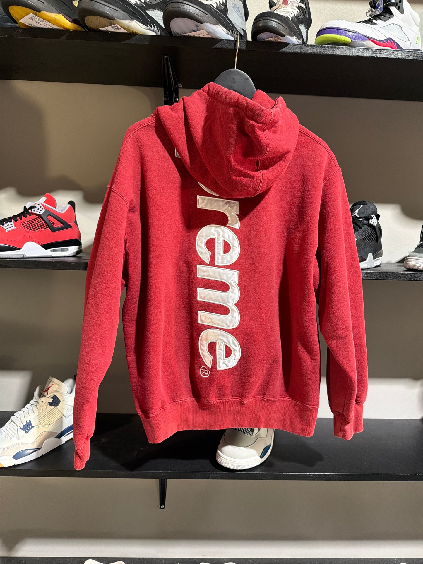 Supreme Satin Applique Red Hoodie