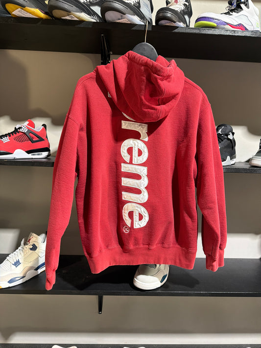 Supreme Satin Applique Red Hoodie