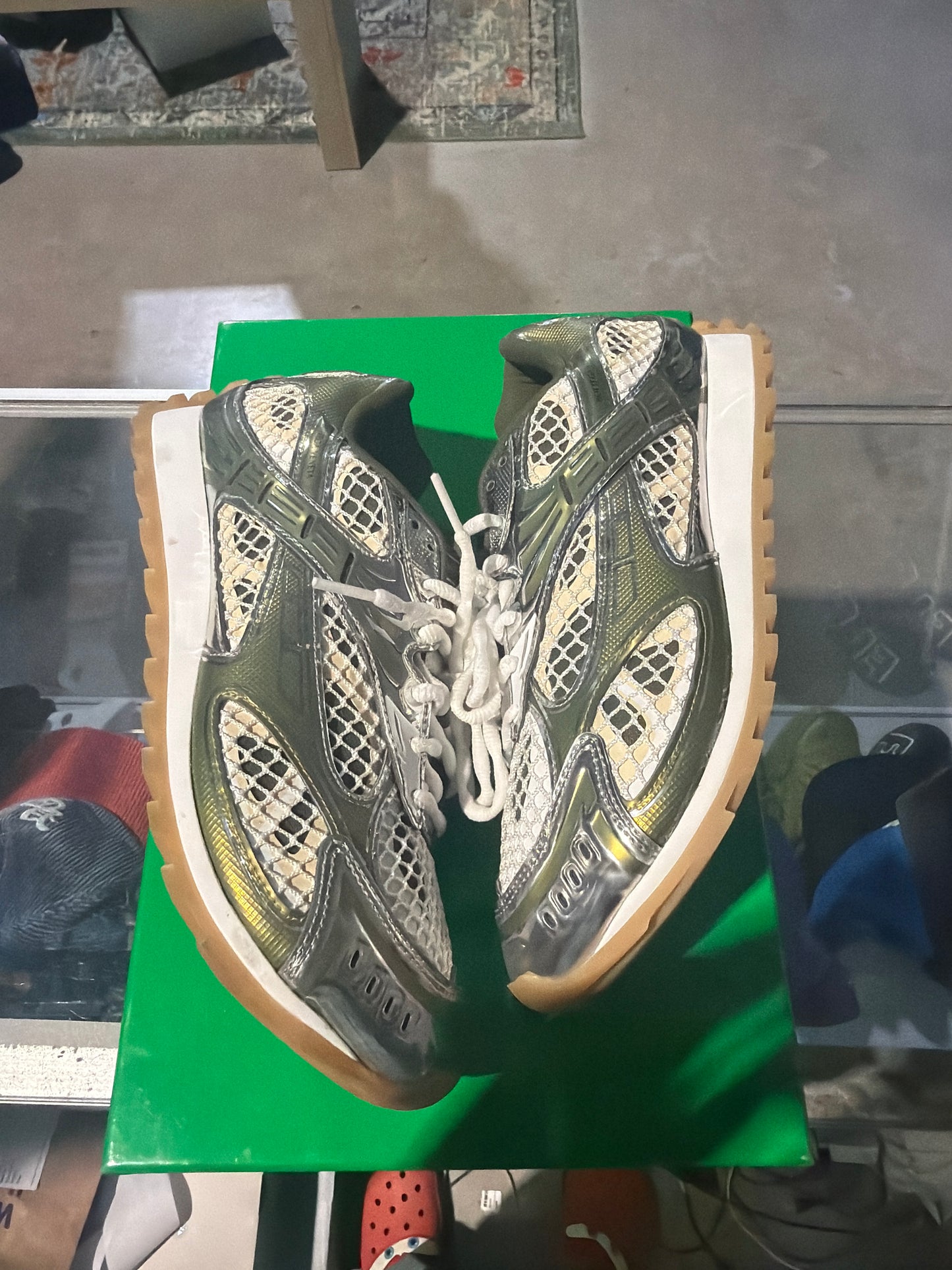 Bottega Orbit Green Metallic Used Sz 10