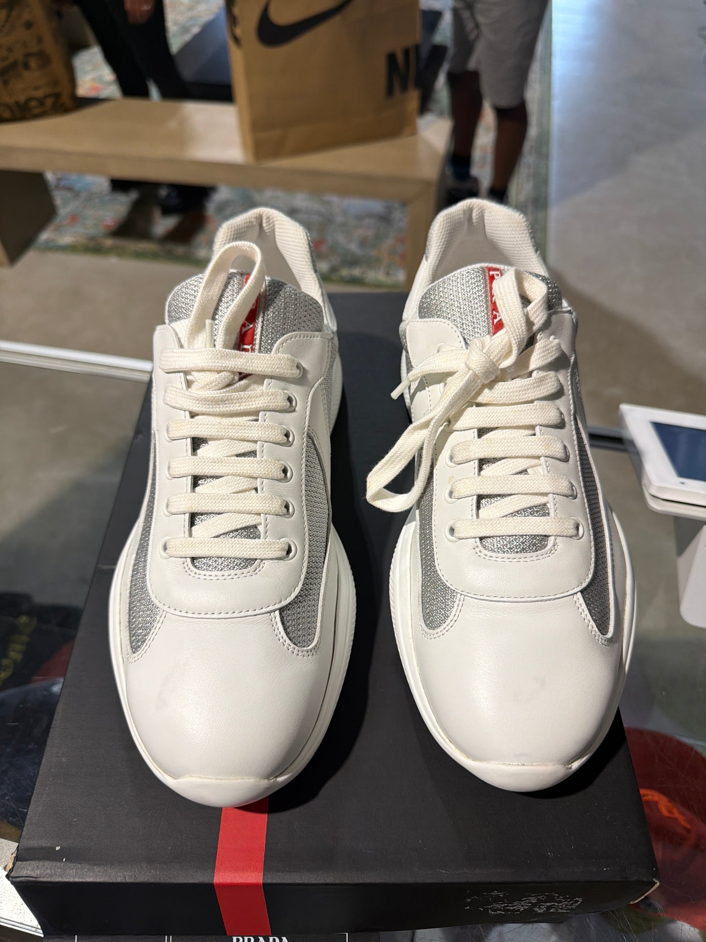 Prada Leather White Cup Used Sz 9
