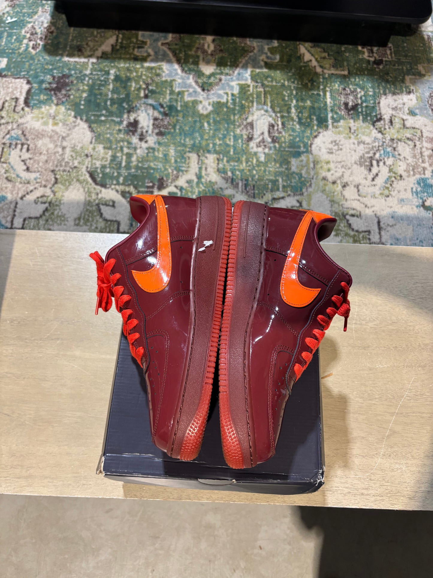 Nike Air Force 1 Team Red Patent Forces Sz 10 Used