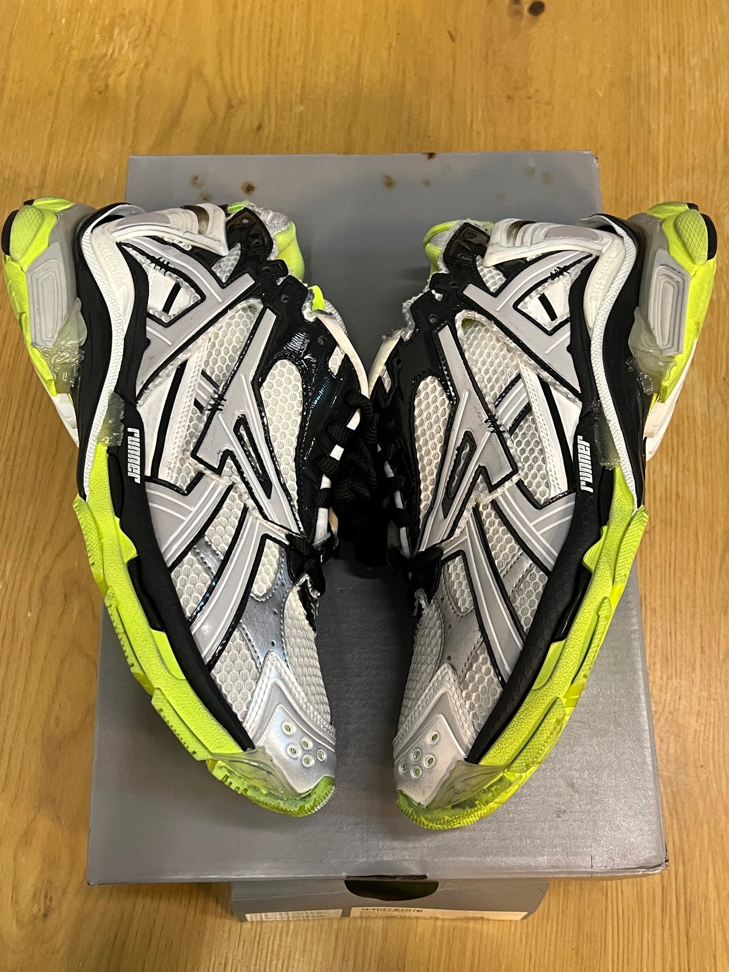 Balenciaga Runner White Neon Yellow Used Sz 11