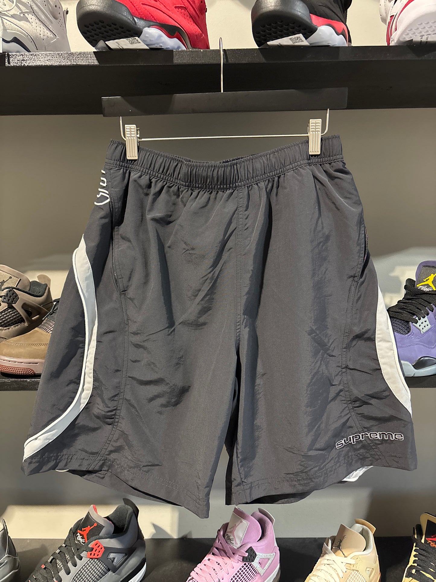 Supreme Black Paneled Nylon Shorts