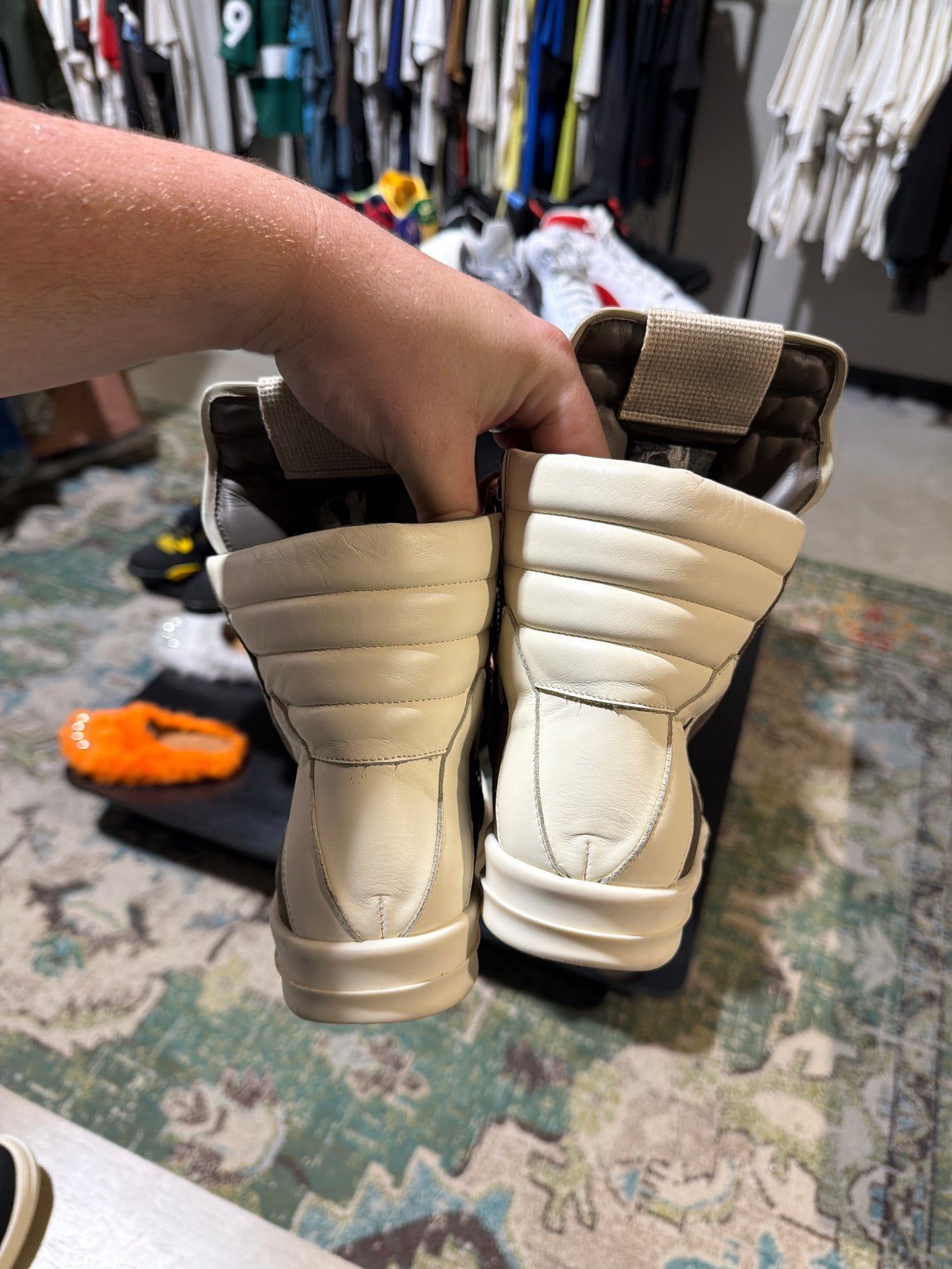Rick Owens Geobasket Brown/White Used Sz 6 NB
