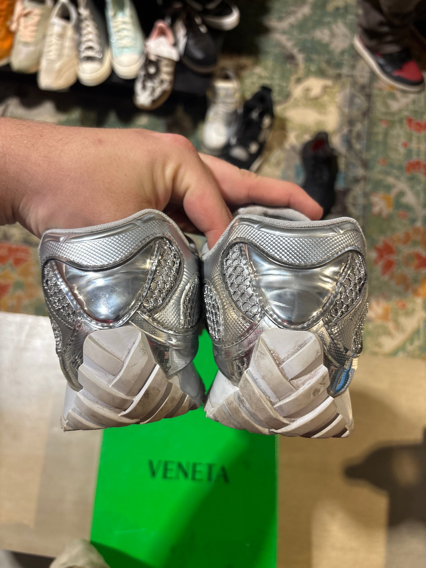 bottega orbit silver and grey used sz 8