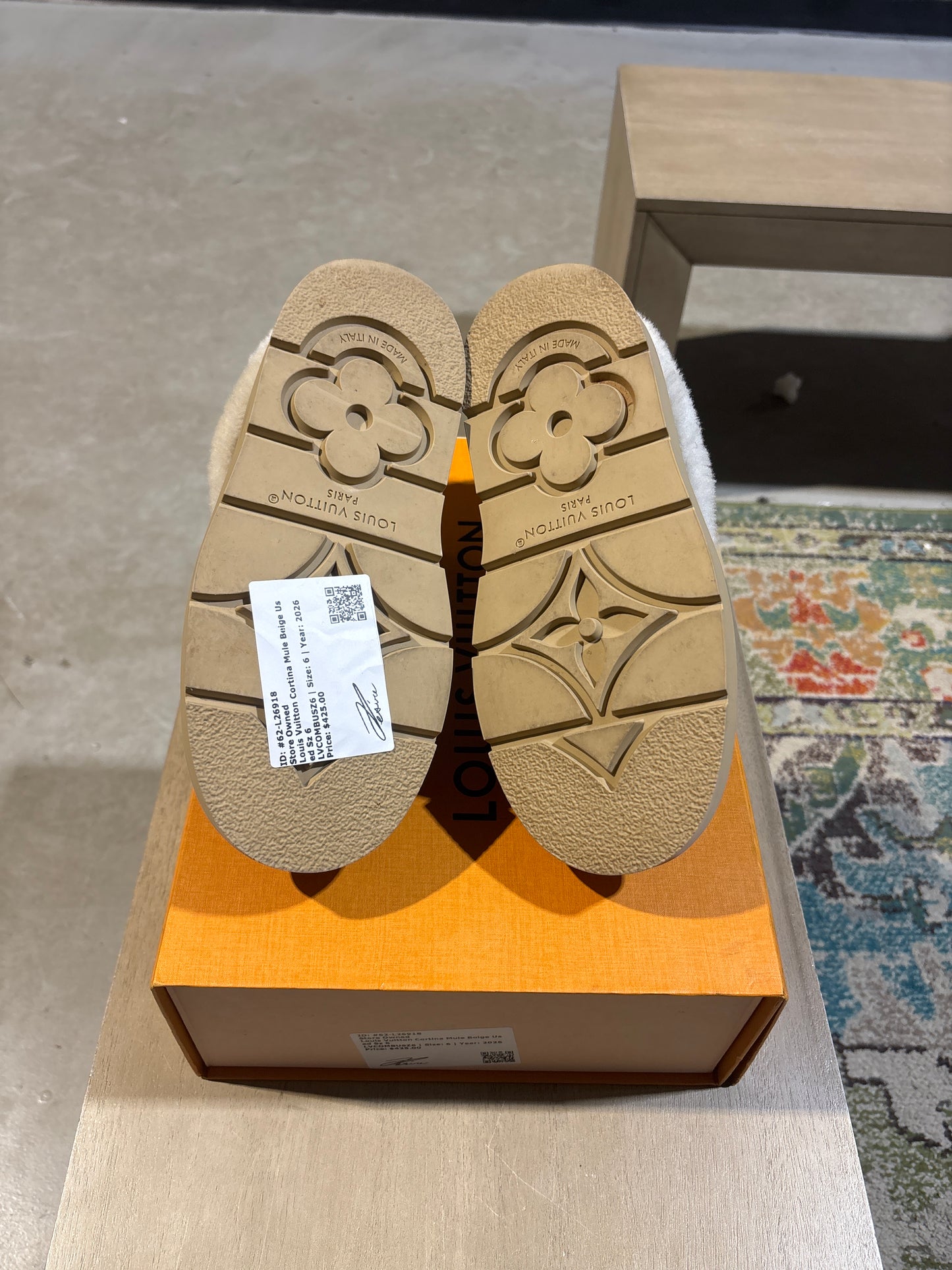 Louis Vuitton Cortina Mule Beige Used Sz 6