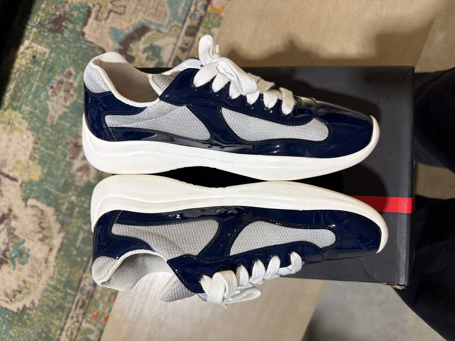 Prada Cup Patent Navy Used Sz 8 (2)