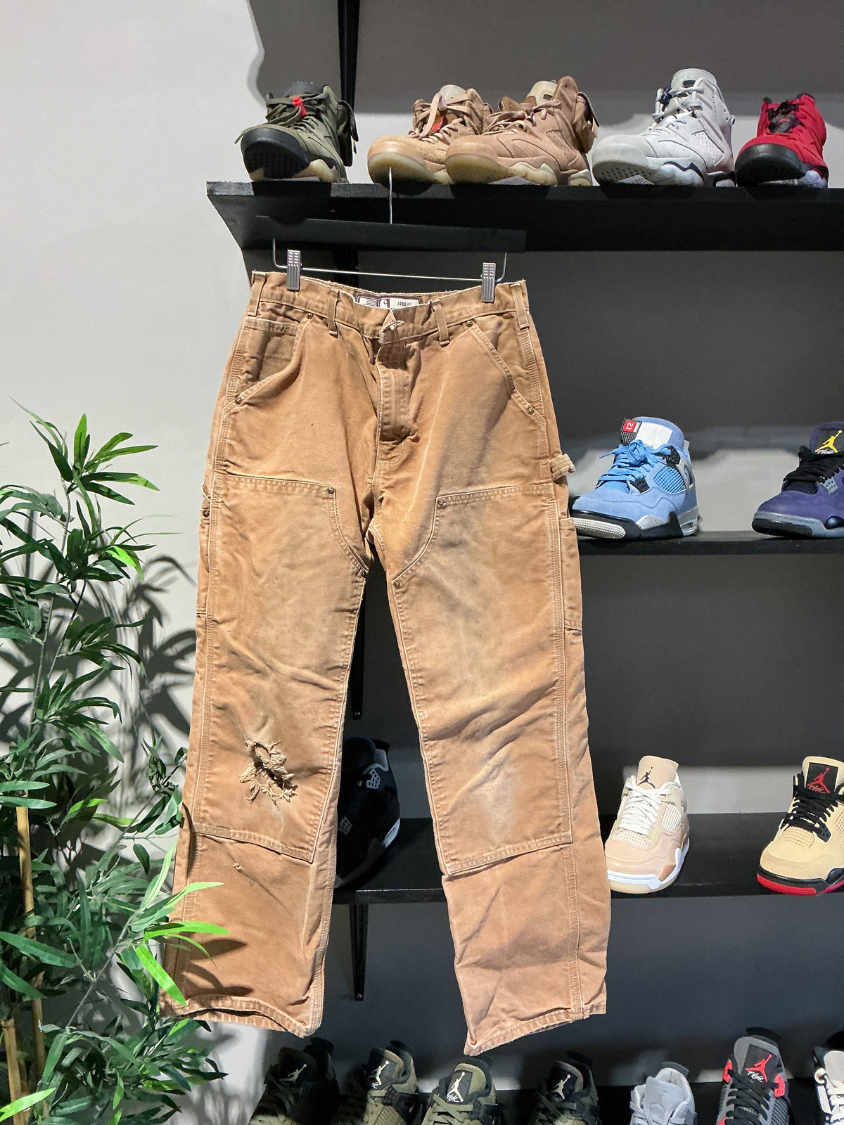 Carhartt Double Knee Dark Khaki Sz 34 - Pre-Owned
