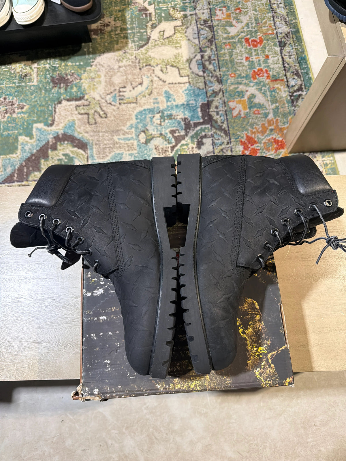 Supreme Timberland Diamond Plate Boot Black Used Sz 11 - Pre-Owned