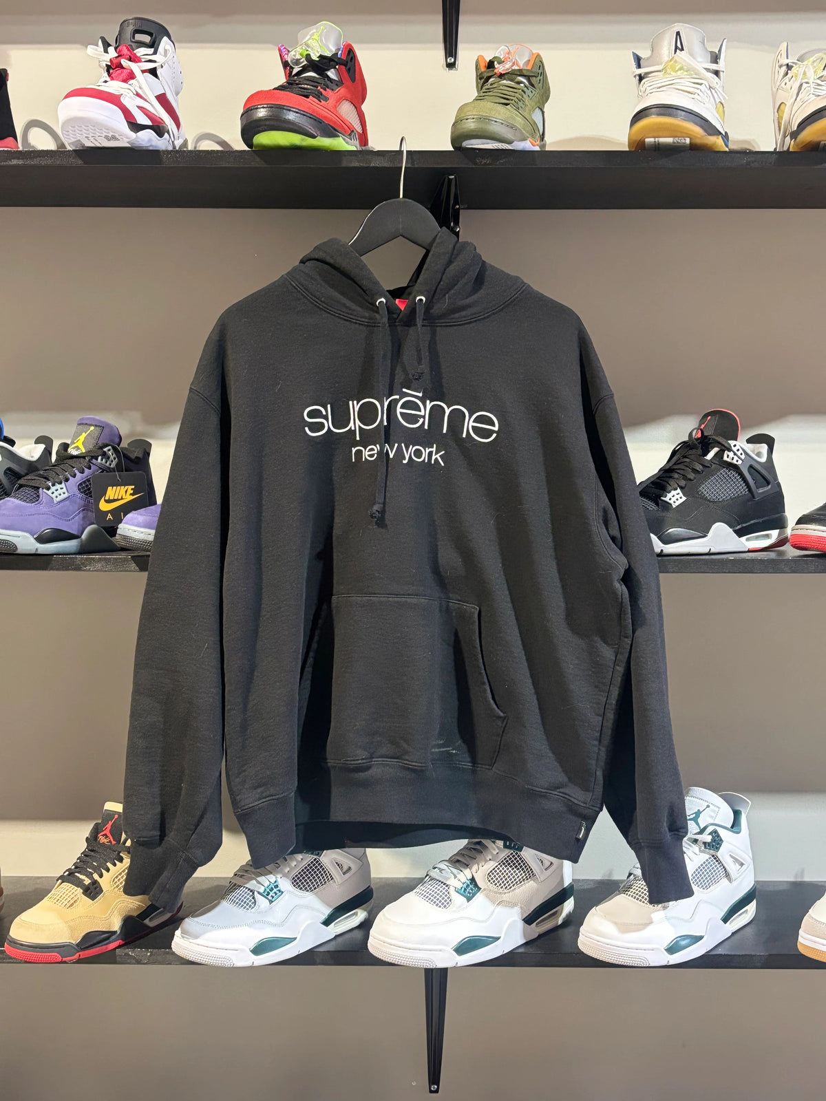 Supreme Classic Logo Hoodie Black Sz M - Pre-Owned