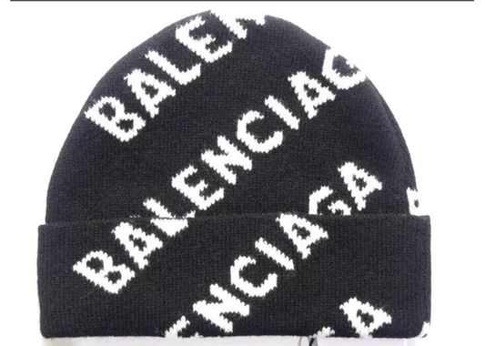 balenciaga all over print black white beanie
