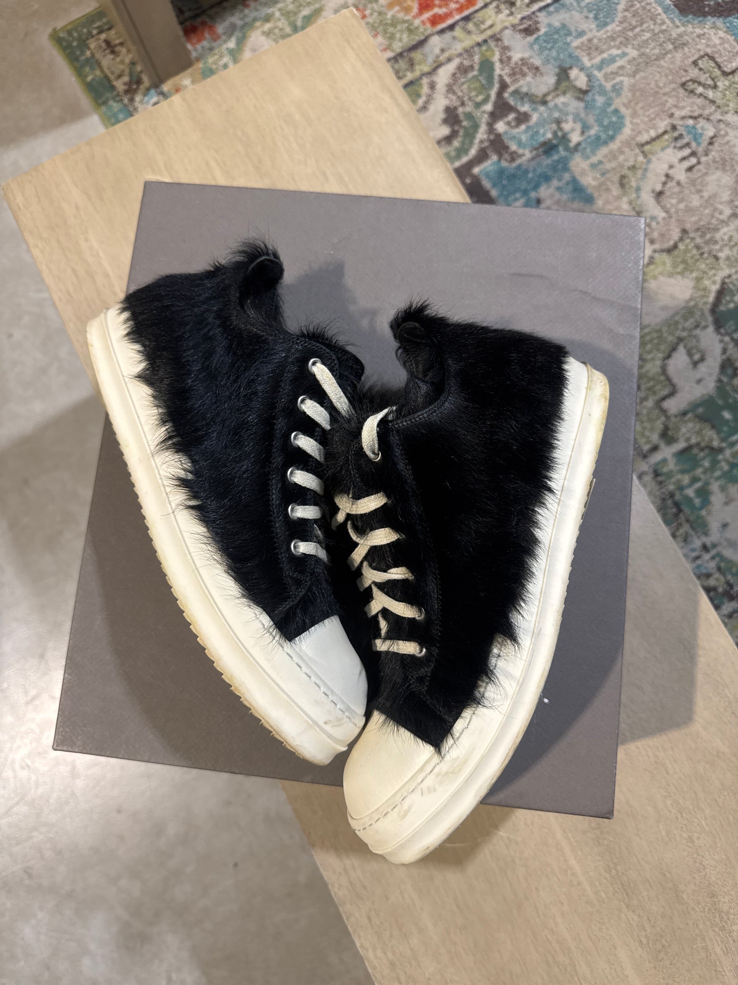 Rick Owens Lido Sneakers Black Cow Fur Used