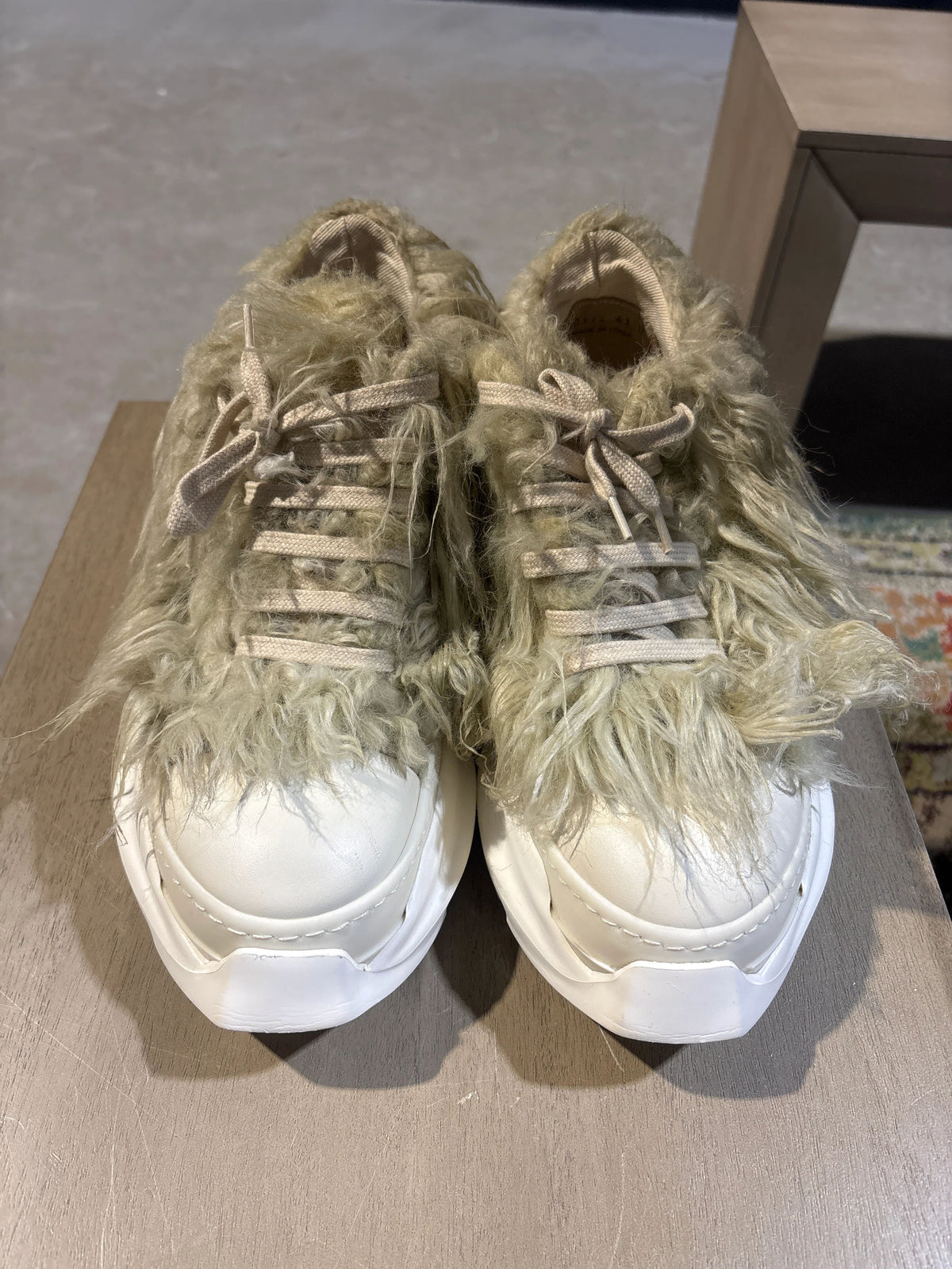 Rick Owens Abstract Ramones Green Fur Used Sz 8 - Pre-Owned