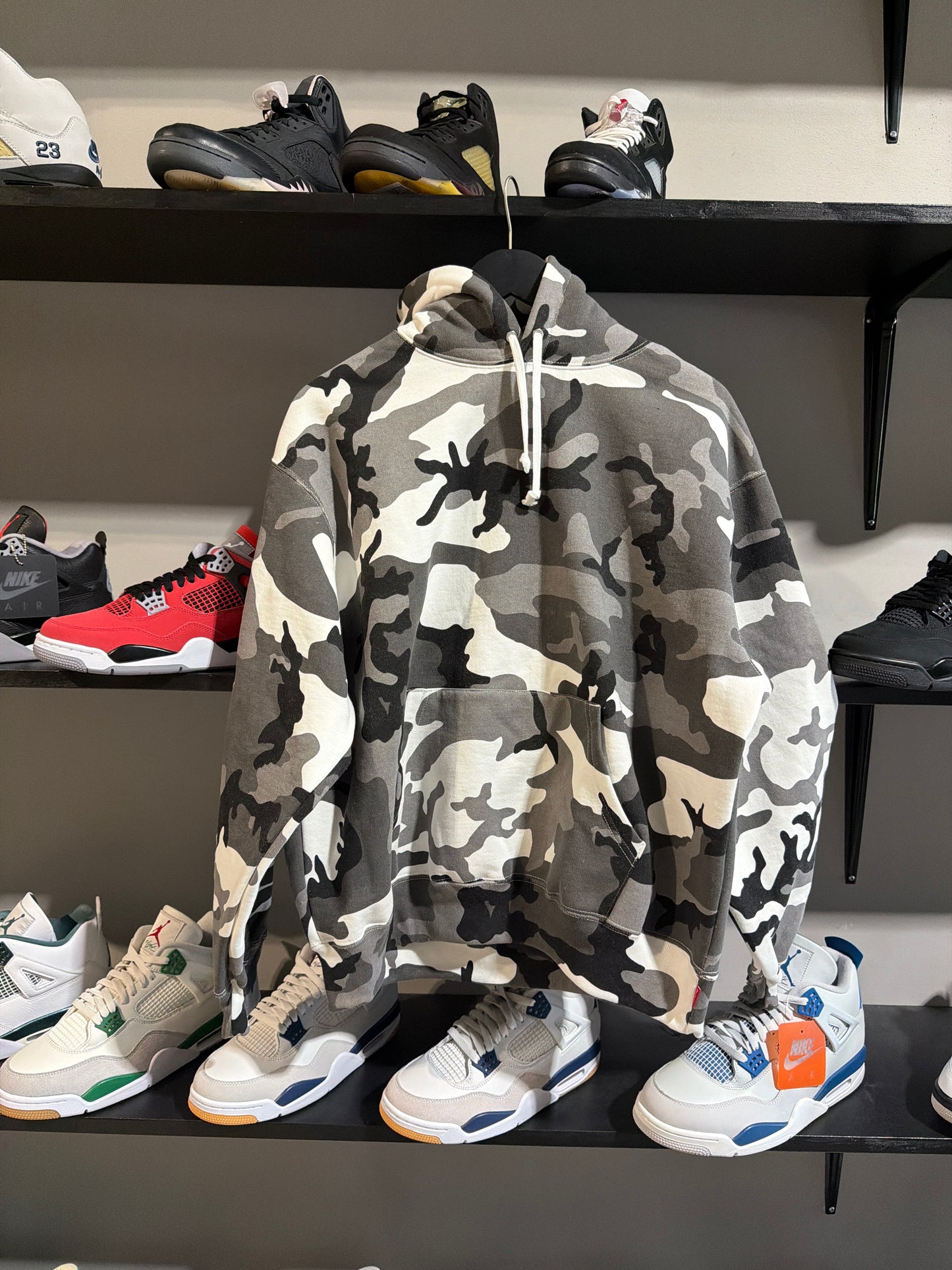 Supreme Satin Applique Snow Camo Hoodie