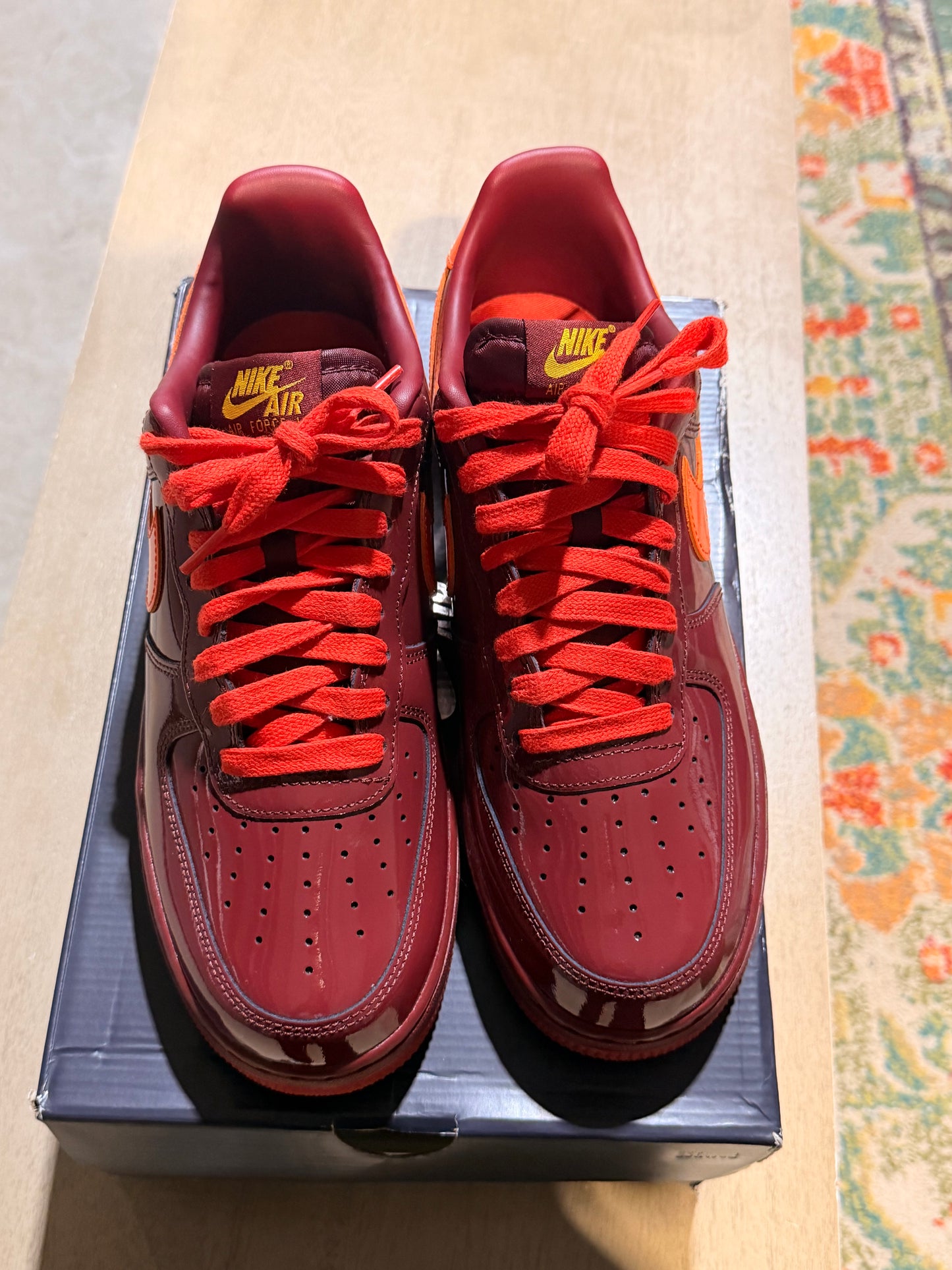 Patent Af1 Red/Orange Sz 9 TRIED ON
