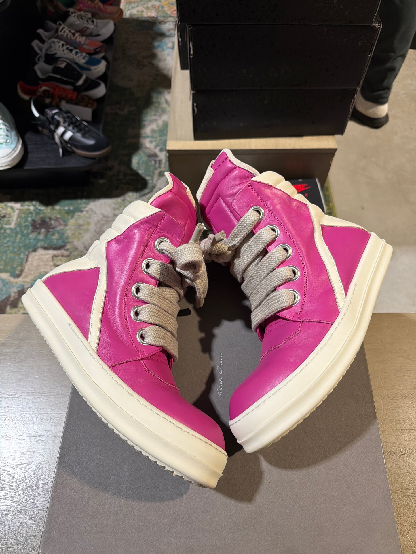 Rick Owens Pink Jumbo Lace Geobasket Sz 10 Used