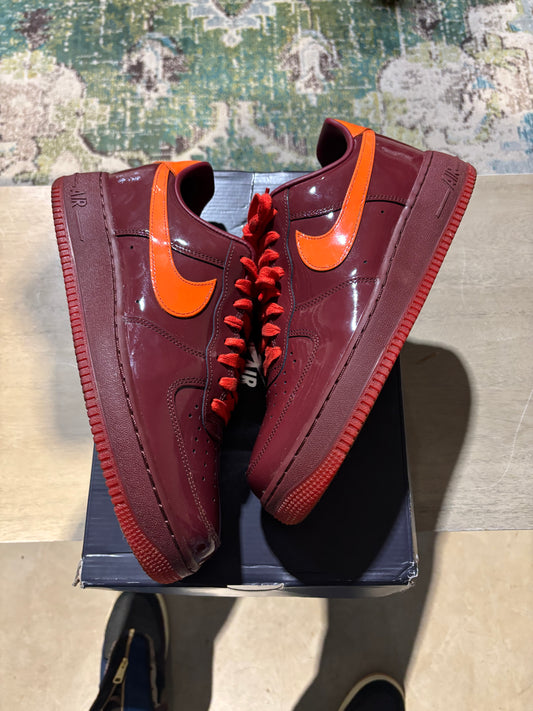 Nike Air Force 1 Team Red Patent Forces Sz 10 Used