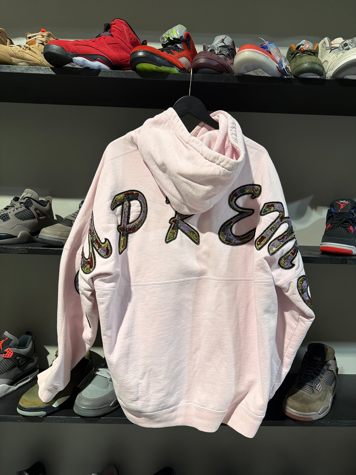 suprem beaded hoodie pink sz XL