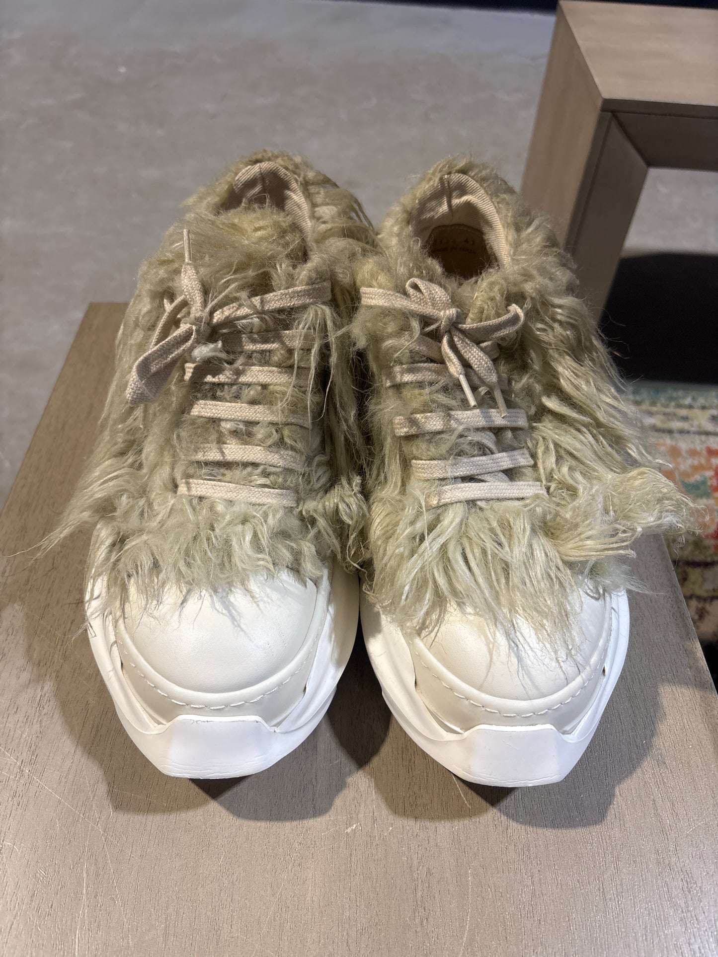 RICK OWENS ABSTRACT RAMONES GREEN FUR USED SZ 8